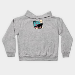 404 Error Laptop Black Cat in beige Kids Hoodie